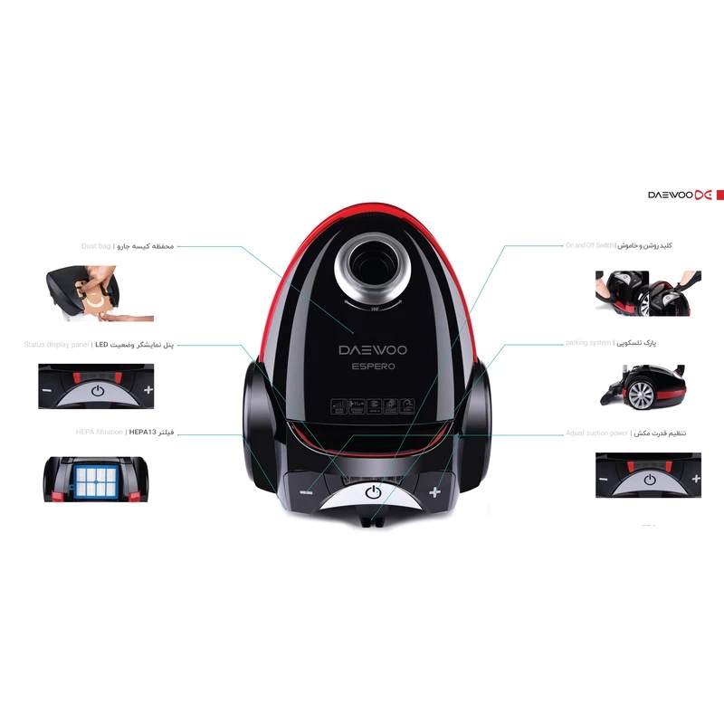 جاروبرقی کیسهدار دوو مدل DVC-LH22R و DVC-LH22B