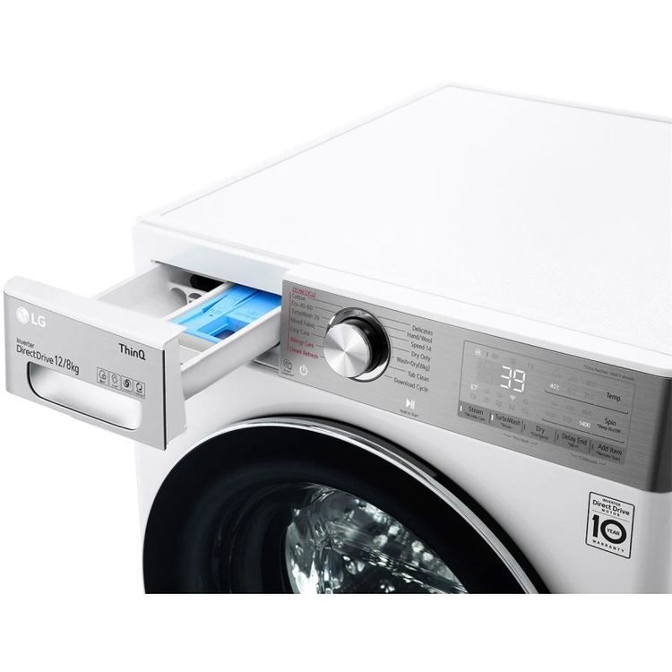 ماشین لباسشویی 12 کیلویی و خشک کن 8 کیلویی ال جی مدل WDV1260WRP رنگ سفید