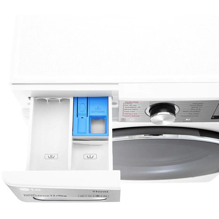 ماشین لباسشویی 12 کیلویی و خشک کن 8 کیلویی ال جی مدل WDV1260WRP رنگ سفید