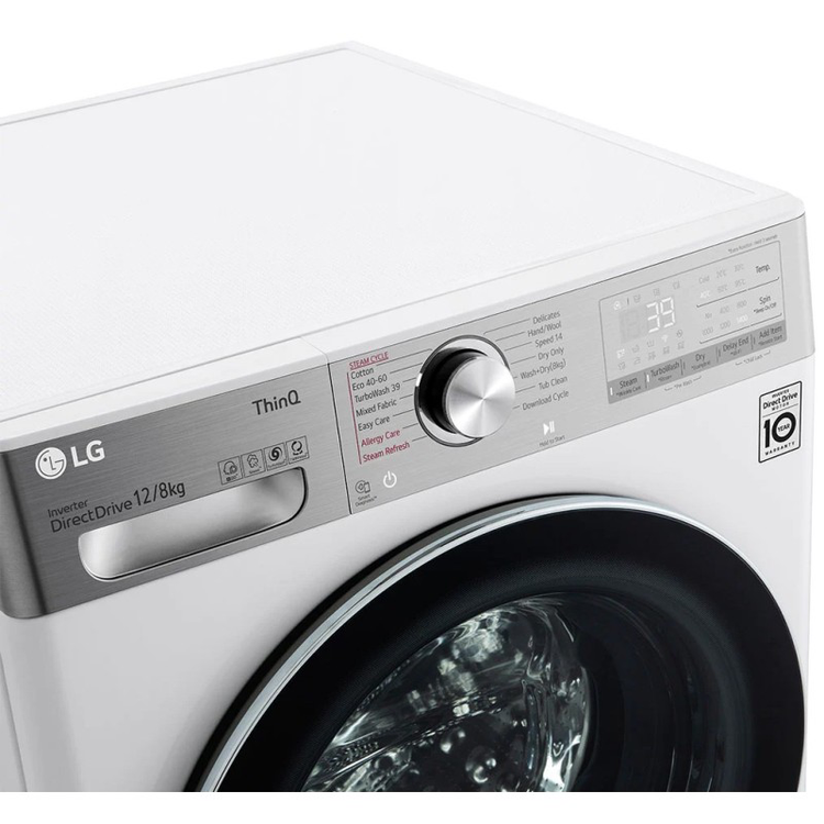 ماشین لباسشویی 12 کیلویی و خشک کن 8 کیلویی ال جی مدل WDV1260WRP رنگ سفید