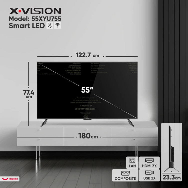 تلویزیون ایکس ویژن 55XYU755 سایز ۵۵ اینچ Ultra HD 4K