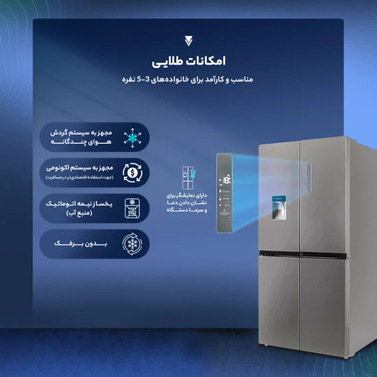 یخچال فریزر ساید بای ساید 19 فوت پاکشوما مدل 4D RDP 530 W