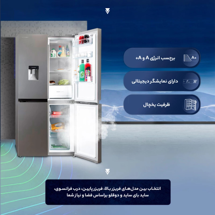 یخچال فریزر ساید بای ساید 19 فوت پاکشوما مدل 4D RDP 530 W
