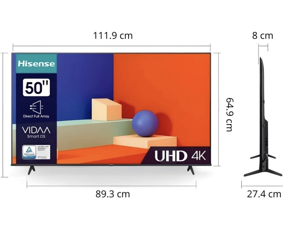 تلویزیون هایسنس 50A62NS سایز ۵۰ اینچ Ultra HD 4K LED