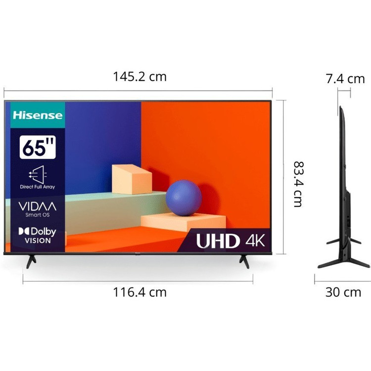 تلویزیون هایسنس 65A62NS سایز 65 اینچ Ultra HD 4K LED
