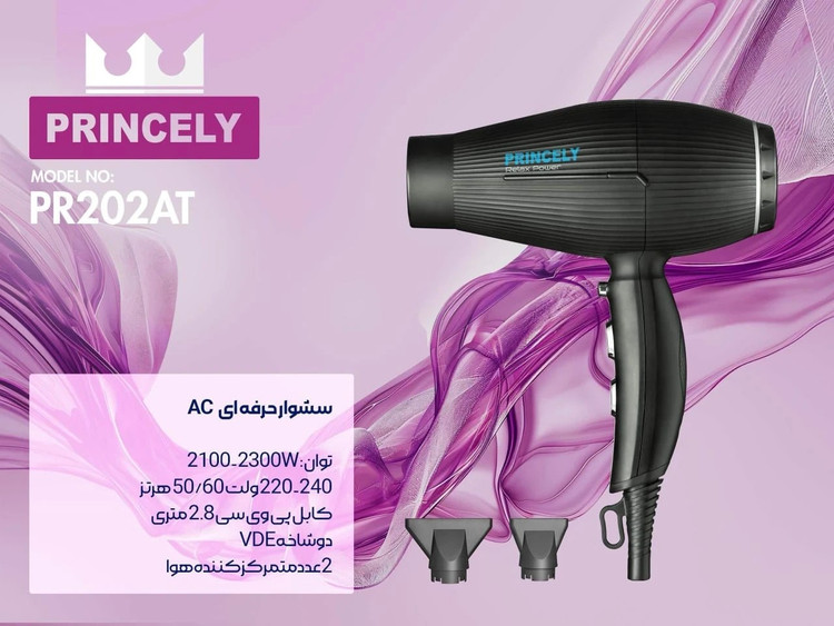 سشوار حرفه ای 2300 وات پرنسلی مدل PR202