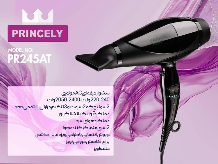 سشوار پرنسلی مدل PR245 حرفه ای ۲۴۰۰ وات RELAX POWER