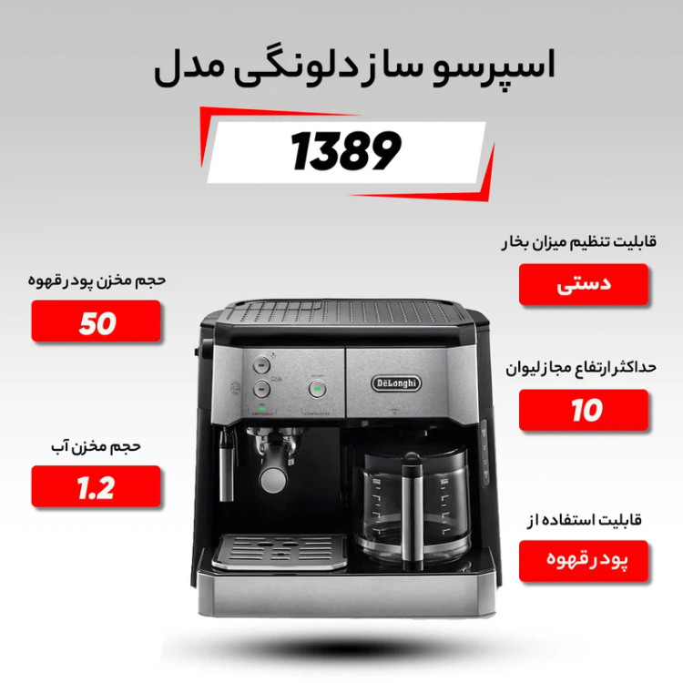 اسپرسوساز 1200 میلیلیتری دلونگی مدل BCO421