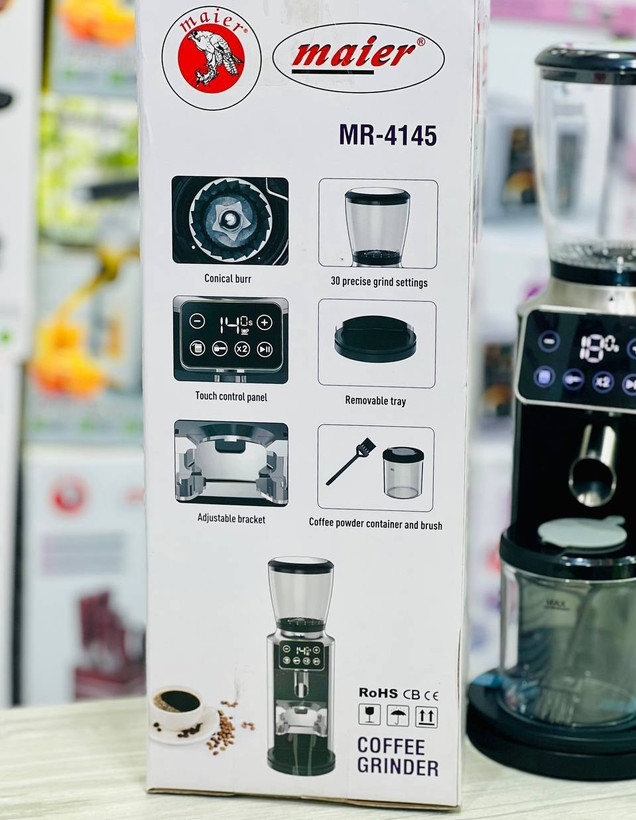 آسیاب قهوه مایر مدل MR-4145 با صفحه نمایش لمسی و توان ۳۰۰ وات