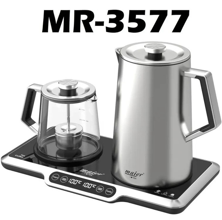 چای ساز مایر مدل MR3577 ظرفیت ۱.۷ لیتر با کتری استیل ضد زنگ