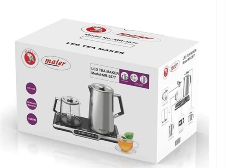 چای ساز مایر مدل MR3577 ظرفیت ۱.۷ لیتر با کتری استیل ضد زنگ