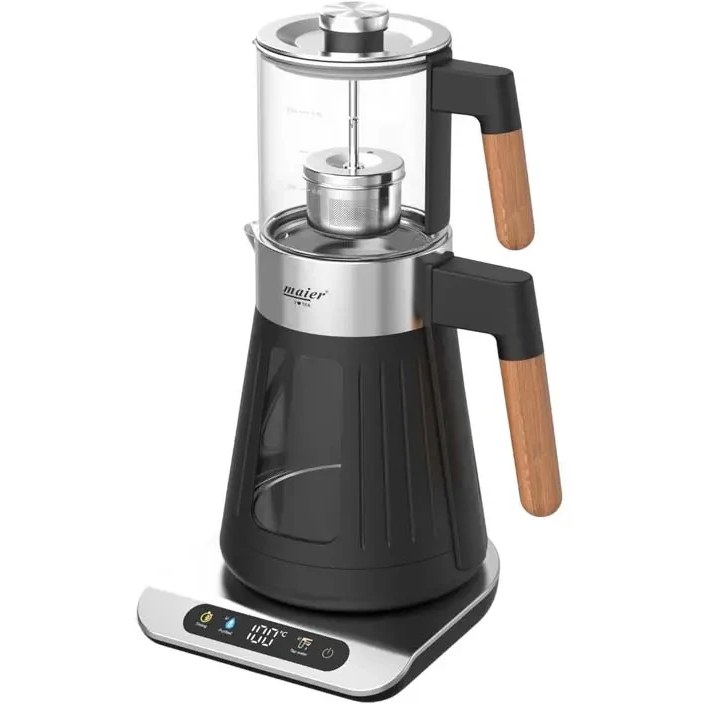 چای ساز مایر مدل MR6635 ظرفیت ۱.۷ لیتر با کتری شیشهای
