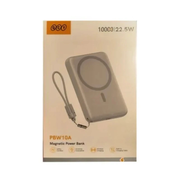 پاوربانک بیسیم 15 وات کیو سی وای مدل PBW10A ظرفیت 10000 میلیآمپرساعت